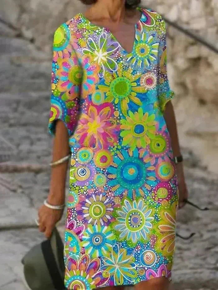 Nira | Vivid Floral Midi Dress