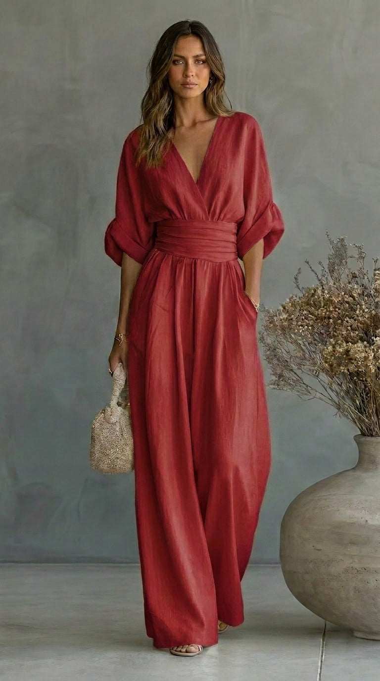 Ines | Sweetheart-Neckline Wide-Leg Jumpsuit
