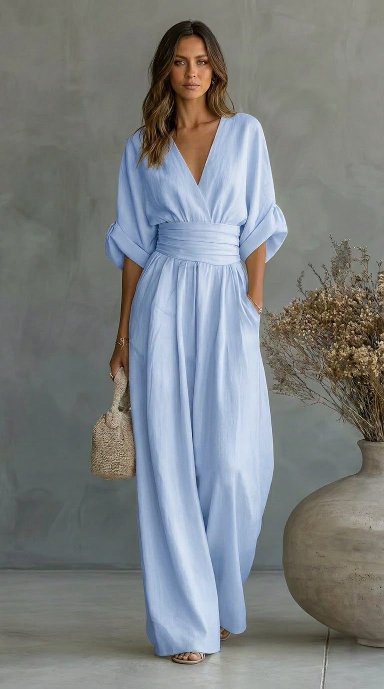 Ines | Sweetheart-Neckline Wide-Leg Jumpsuit