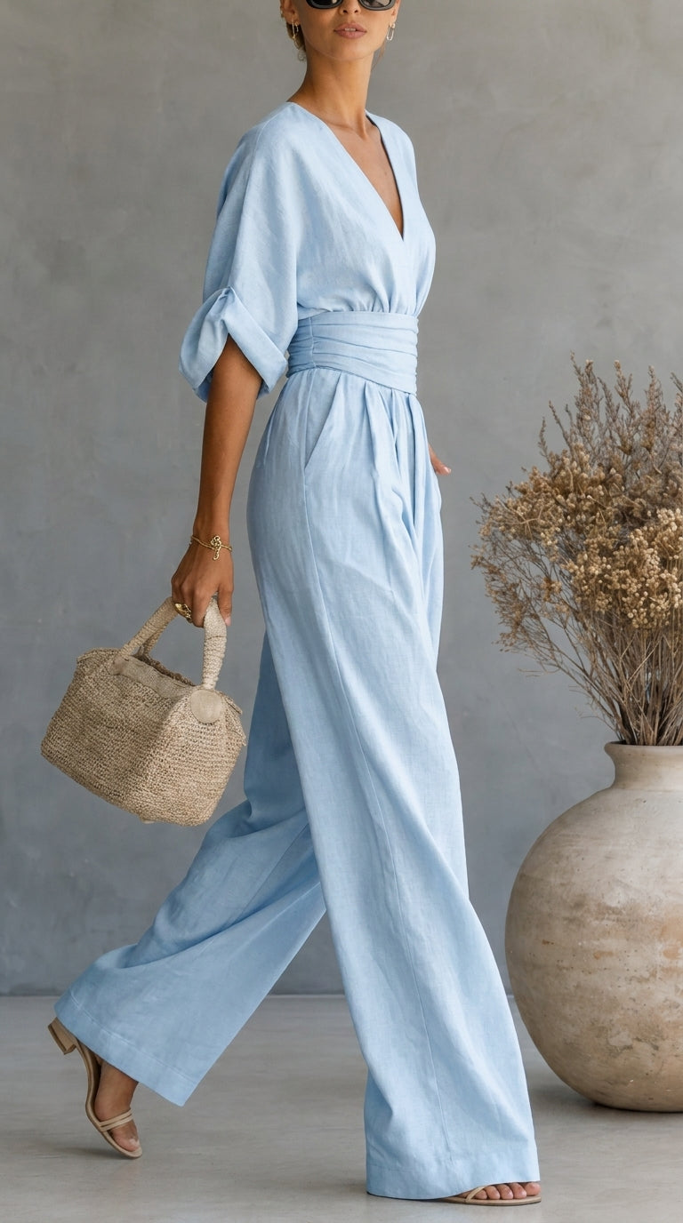 Ines | Sweetheart-Neckline Wide-Leg Jumpsuit
