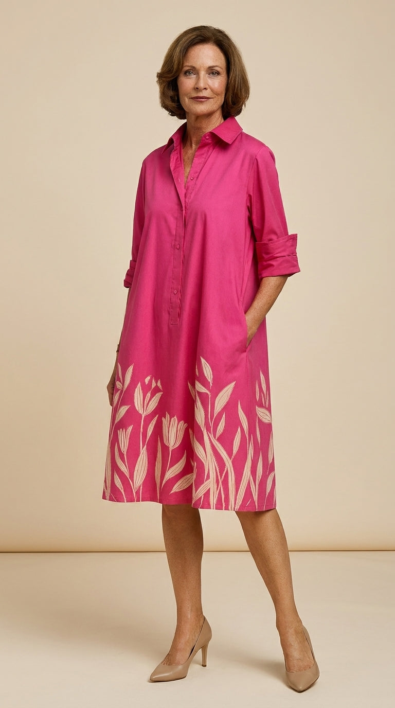 Grace | Flowing Pink Midi Dress