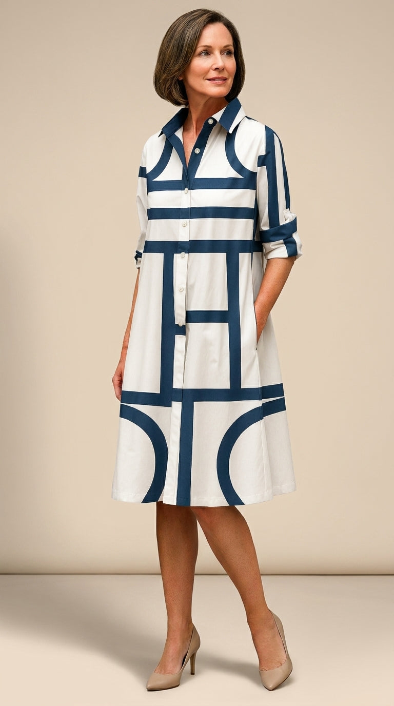 Sasha | Two-Tone Flowy Midi Dress