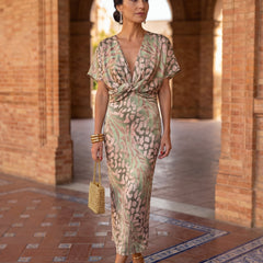 Viviana | Wrap-Style Tie-Waist Midi Dress