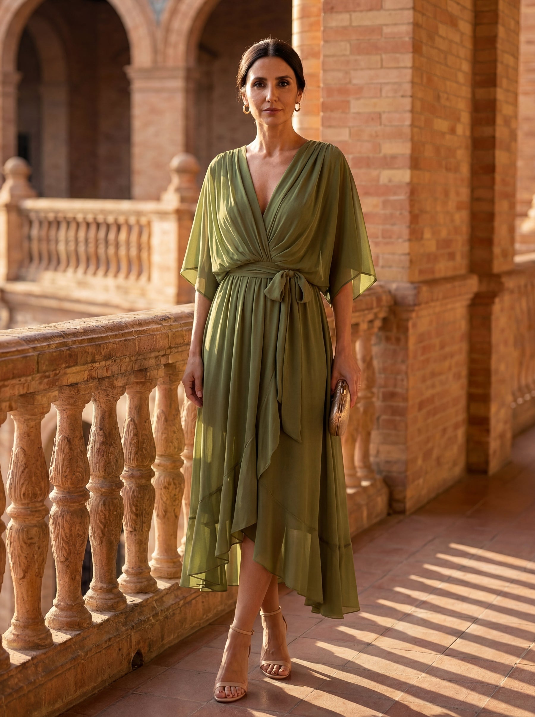 Monique | V-Neck Chiffon Midi Dress