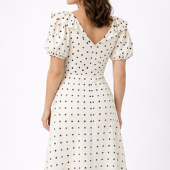 Mirella | Polka-Dot Tie-Neck Midi Dress
