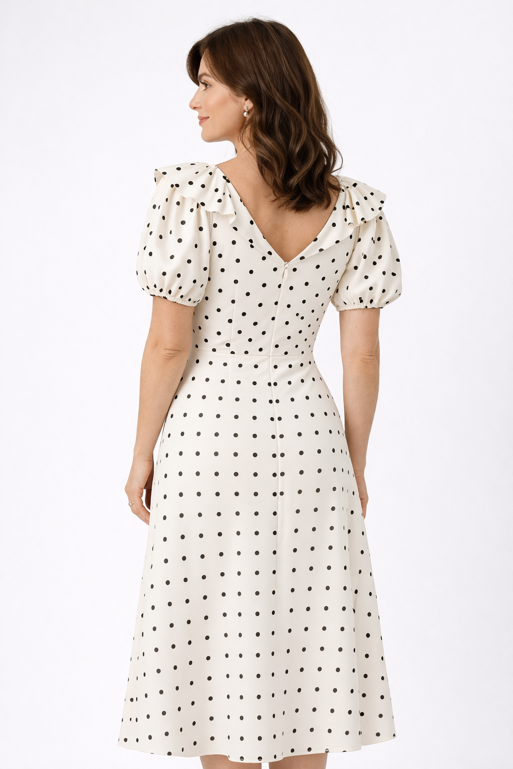 Mirella | Polka-Dot Tie-Neck Midi Dress