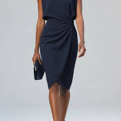 Juliana | Keyhole Midi Dress with Gathered Waist