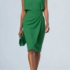Juliana | Keyhole Midi Dress with Gathered Waist