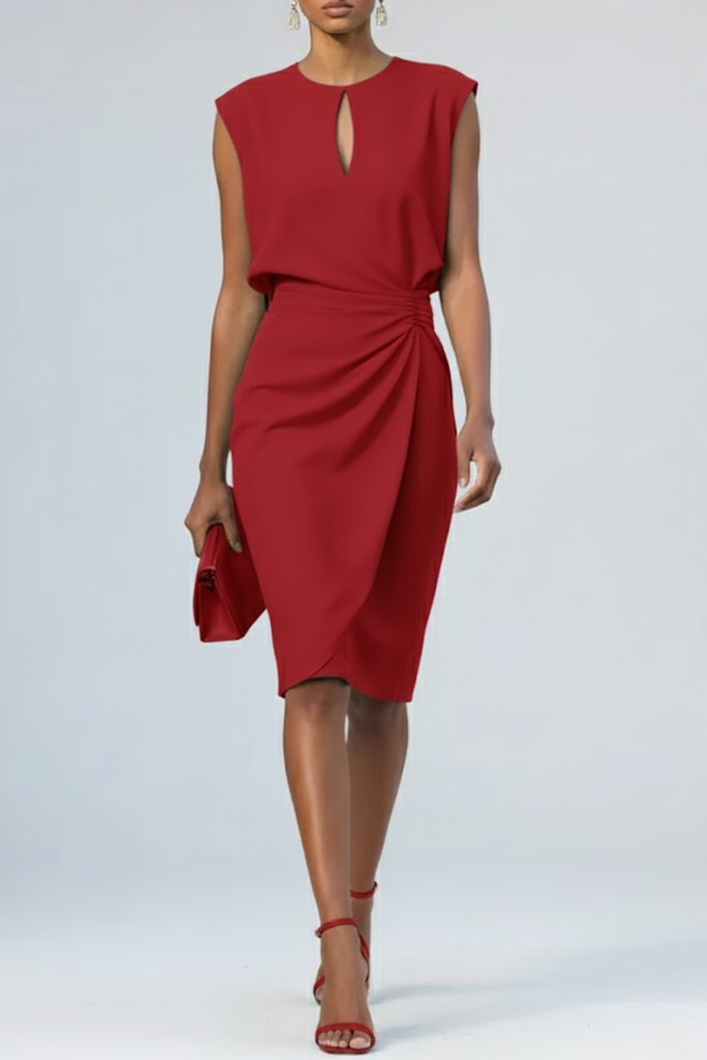 Juliana | Keyhole Midi Dress with Gathered Waist