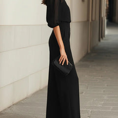 Three-Piece Set with Sheer Camisole Top and Wide-Leg Trousers