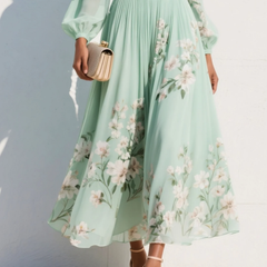 Verona | Sweetheart-Neckline Chiffon Midi Dress