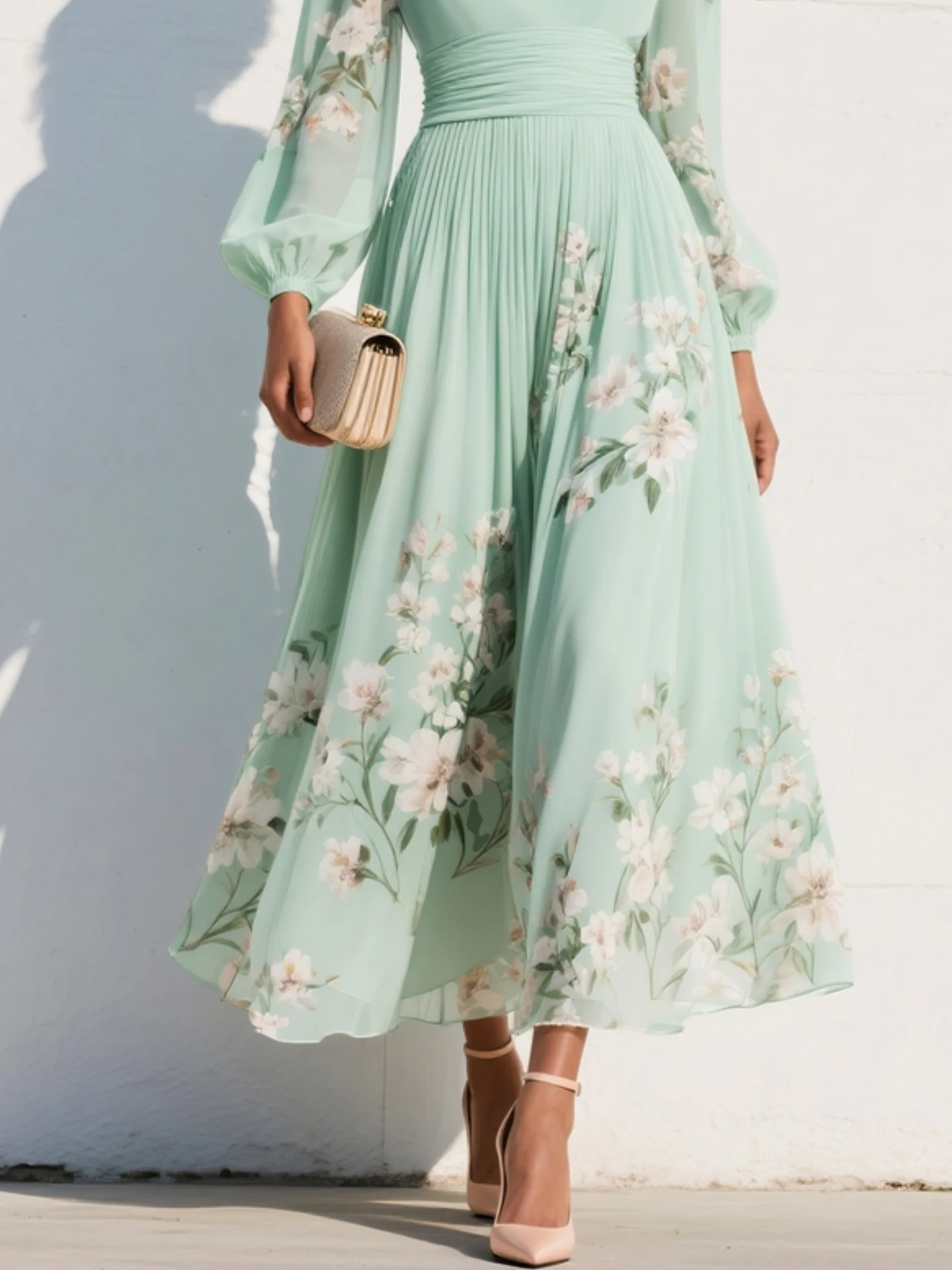 Verona | Sweetheart-Neckline Chiffon Midi Dress