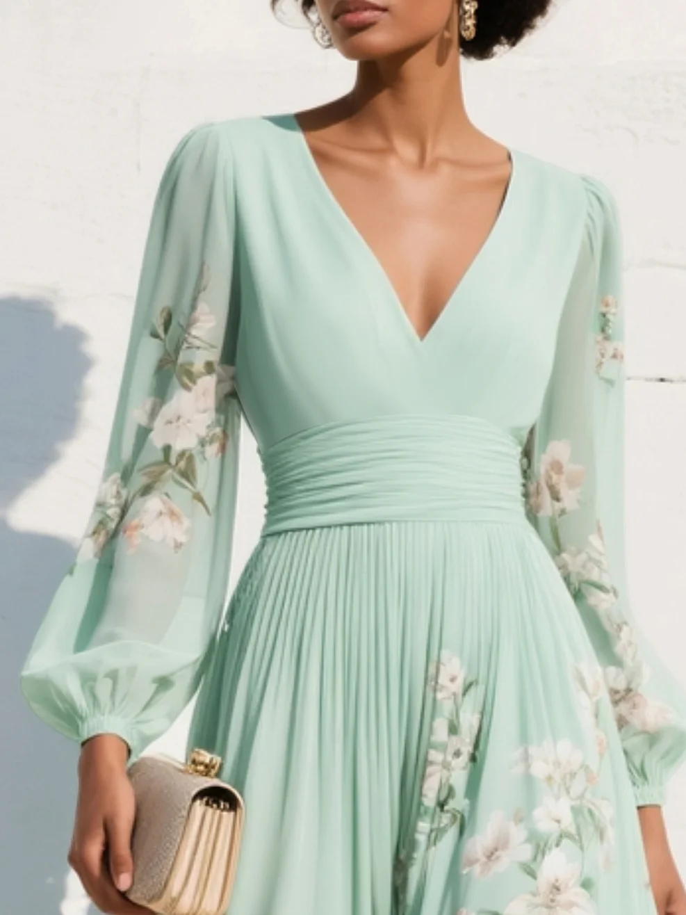 Verona | Sweetheart-Neckline Chiffon Midi Dress