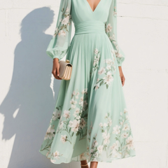 Verona | Sweetheart-Neckline Chiffon Midi Dress