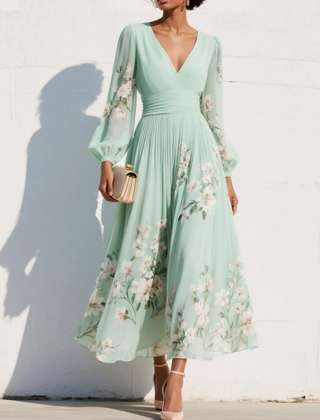 Verona | Sweetheart-Neckline Chiffon Midi Dress
