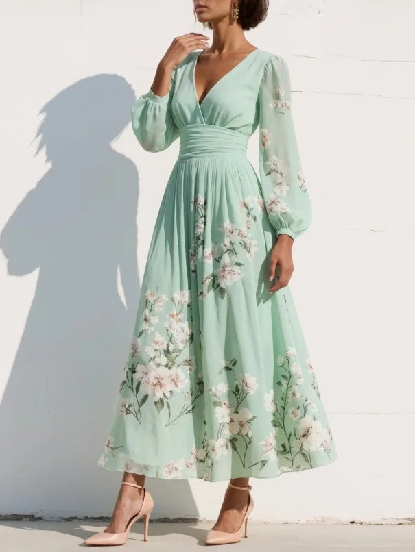 Verona | Sweetheart-Neckline Chiffon Midi Dress