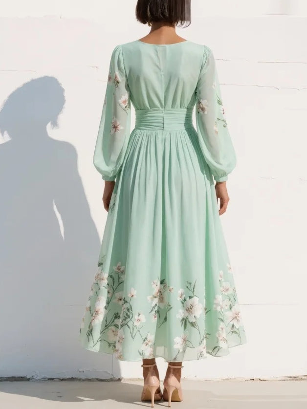 Verona | Sweetheart-Neckline Chiffon Midi Dress