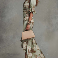 Anastasia | Green Satin Maxi Dress
