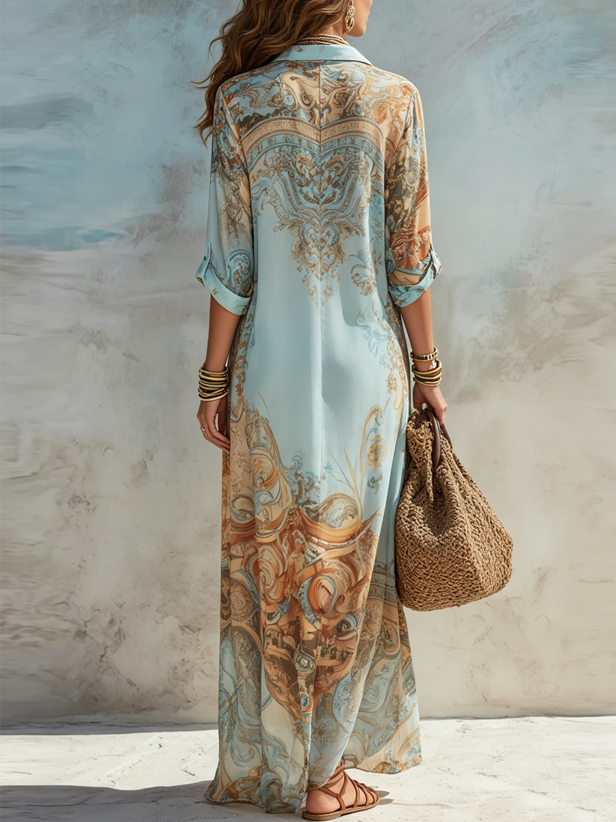 Marina | Mediterranean Shirt Maxi Dress