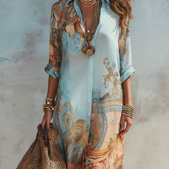 Marina | Mediterranean Shirt Maxi Dress