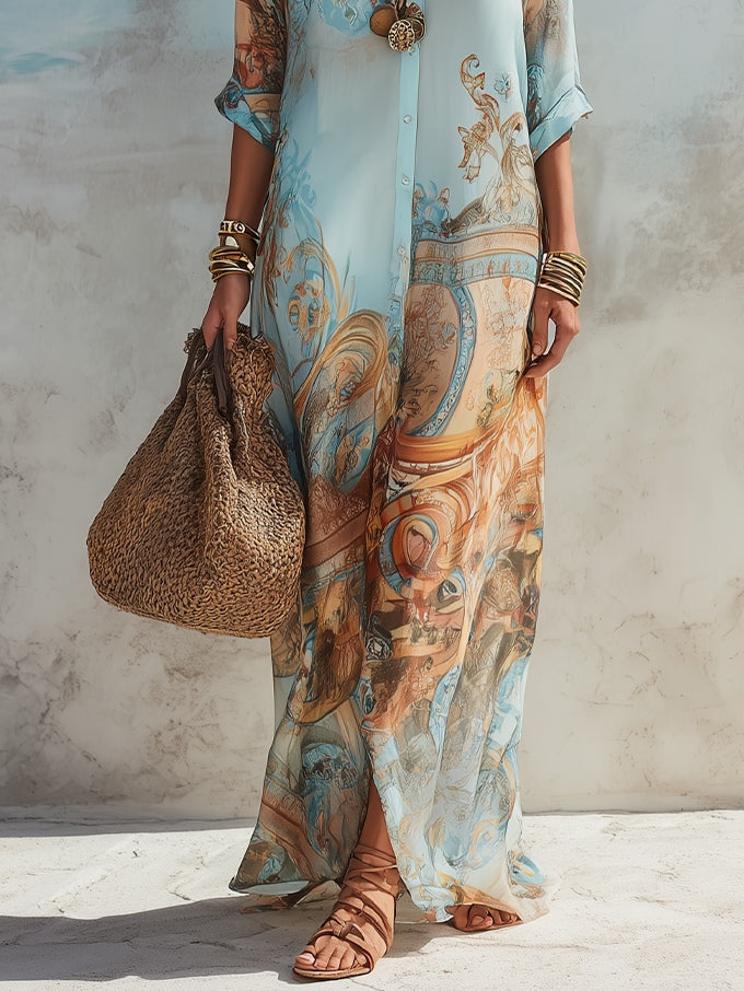 Marina | Mediterranean Shirt Maxi Dress