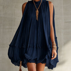 Midnight Blue Ruffle Midi Dress
