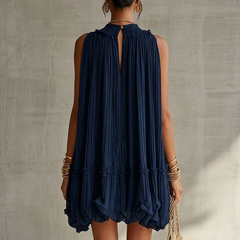 Midnight Blue Ruffle Midi Dress