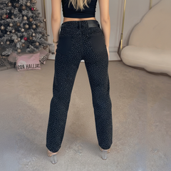 Diana | High-Waist Straight-Leg Rhinestone Pants
