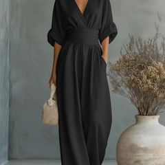 V-Neck High-Waist Jumpsuit