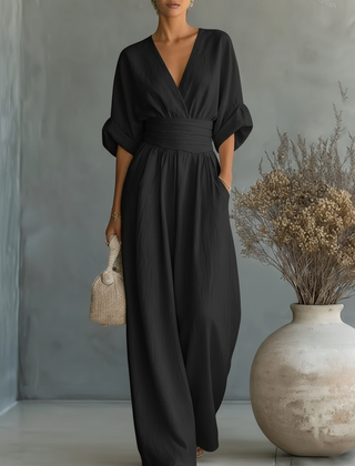 V-Neck High-Waist Jumpsuit