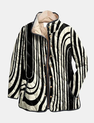 Casual Quilted Jacket with Abstract Geometric Design