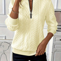 Ladies' zip-up cable knit jumper