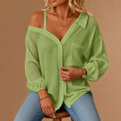 Off-Shoulder Linen Shirt