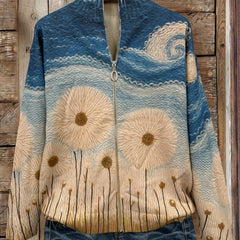 Dandelion Meadow Quilted Zip Cardigan