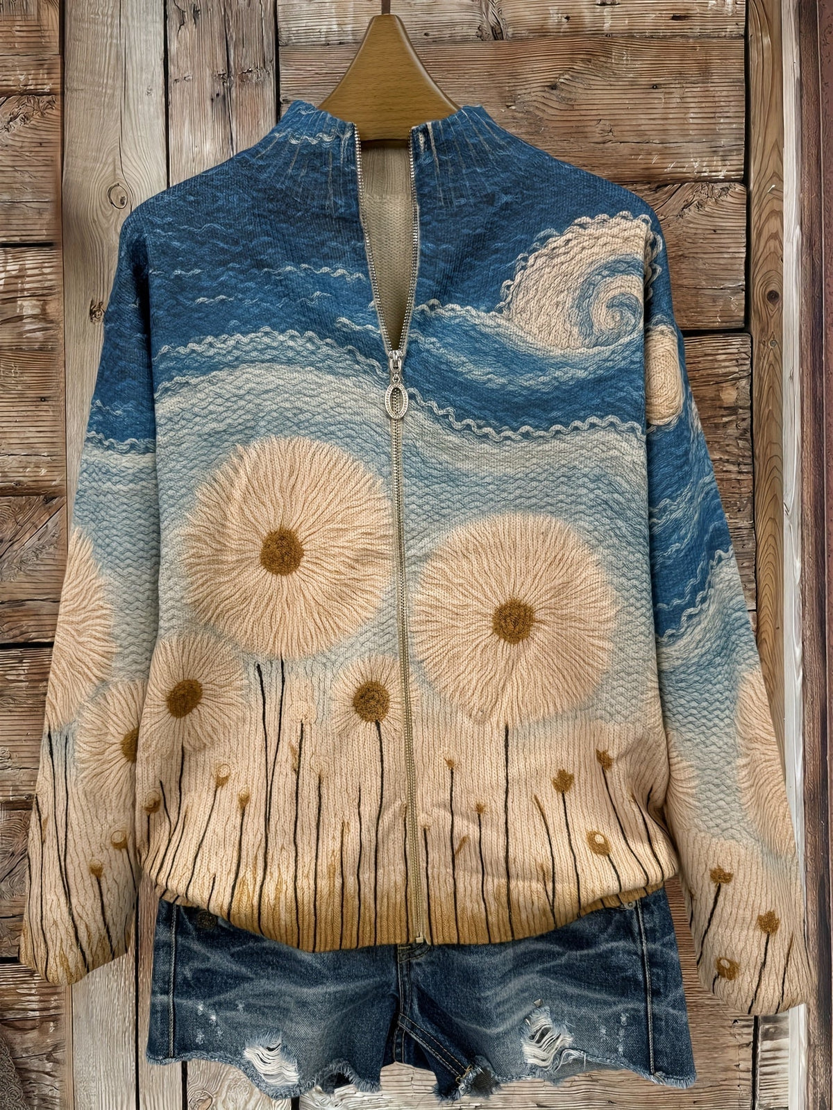 Dandelion Meadow Quilted Zip Cardigan