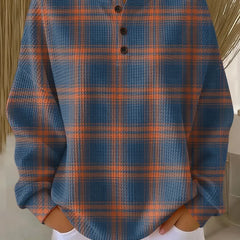 Plaid Print Casual Cotton Buttoned Cardigan Sweater
