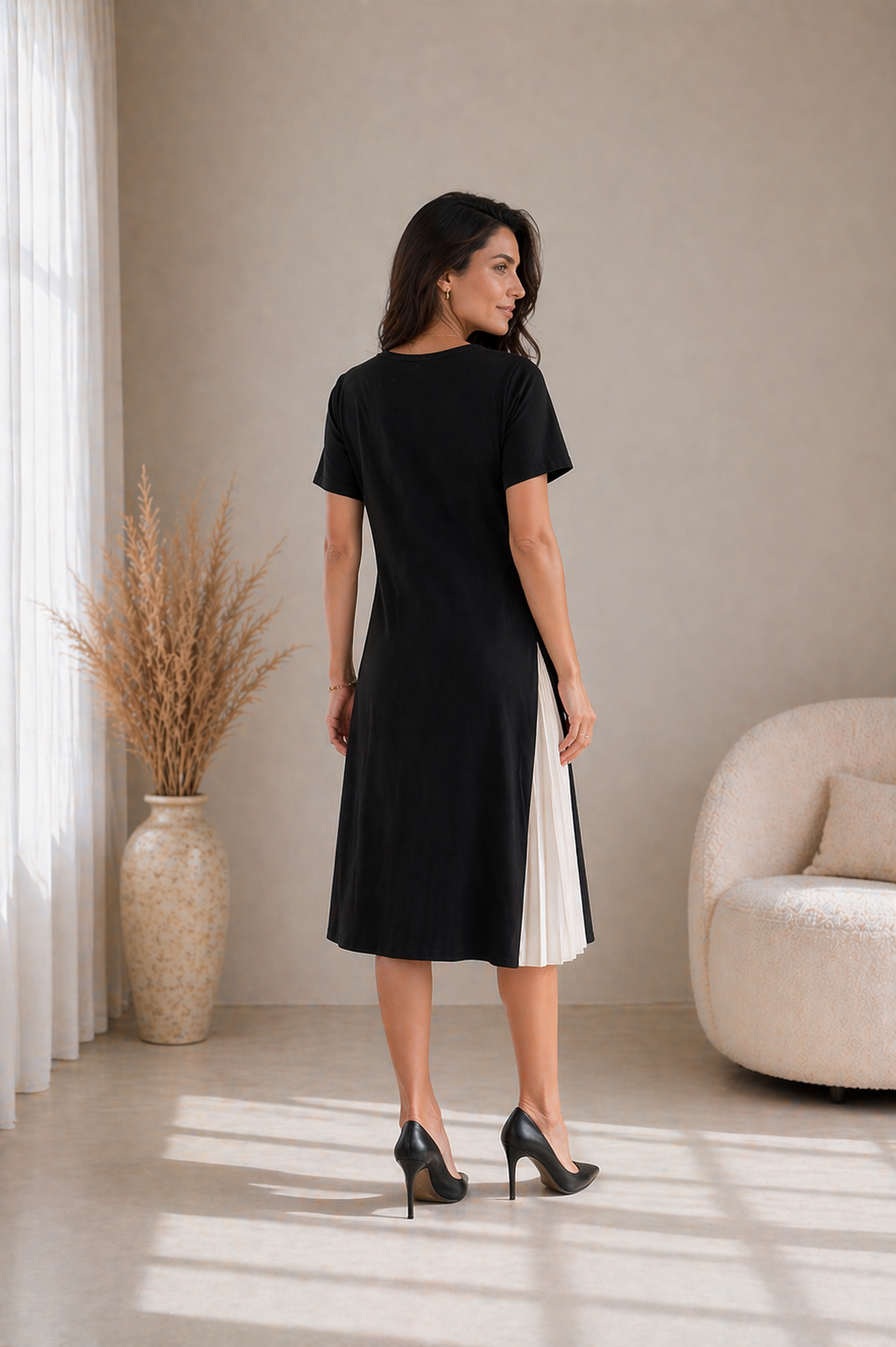 Monica | Midi Dress with a Pleated Panel