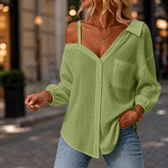 Off-Shoulder Linen Shirt