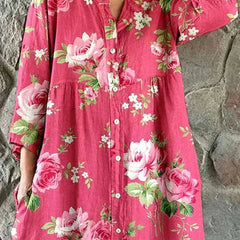 Maddie | Floral Art Shirt Dress