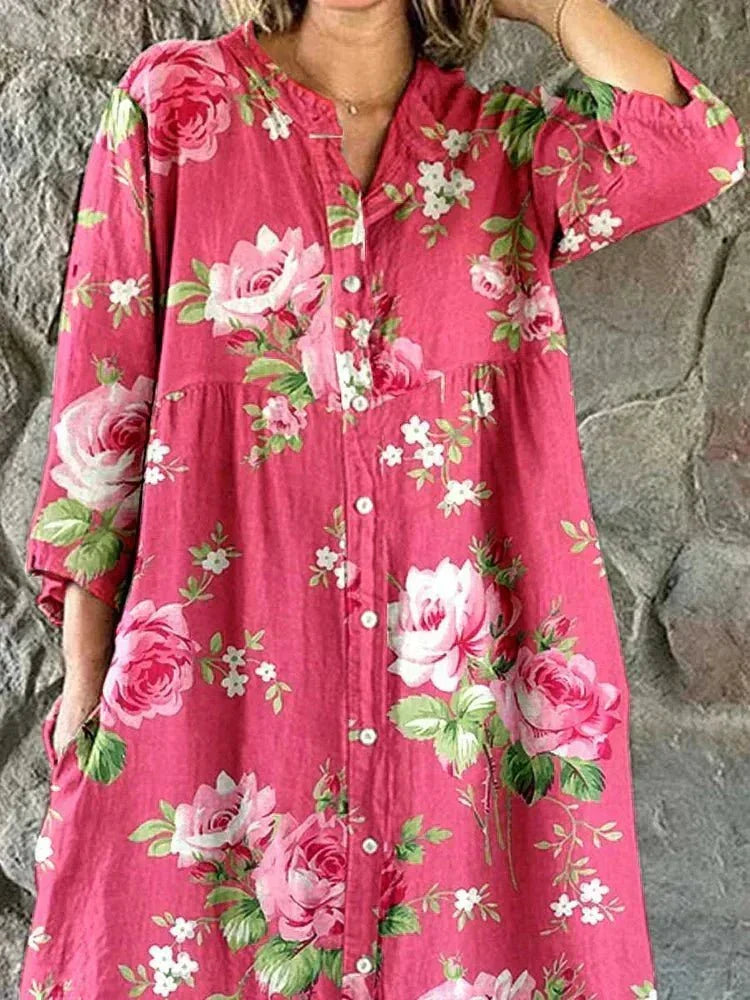 Maddie | Floral Art Shirt Dress