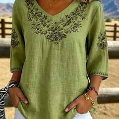 Botanical V-Neck Blouse