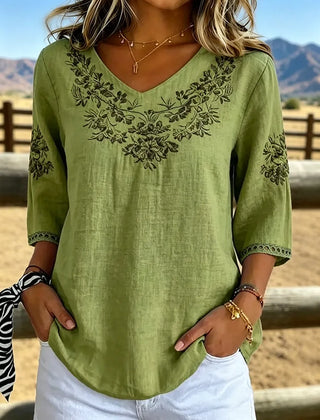 Botanical V-Neck Blouse