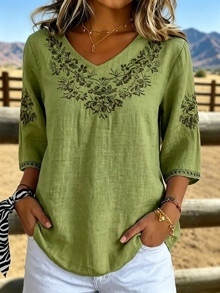 Botanical V-Neck Blouse