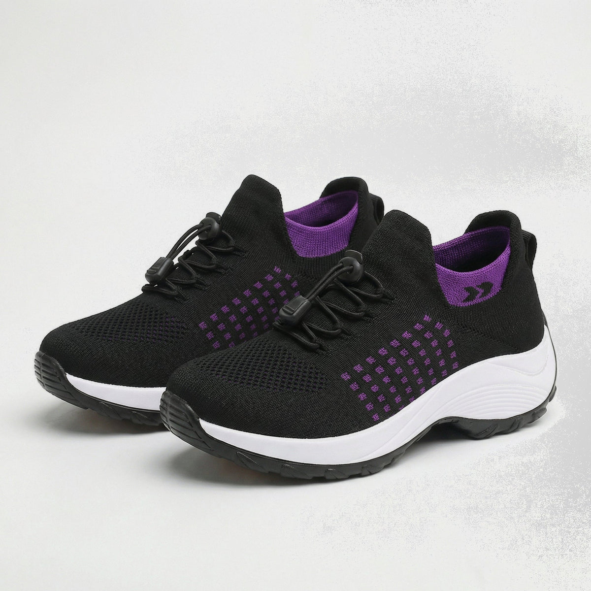 Orthopedic Knit Fabric Shoes in Purple & Black