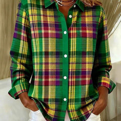 Vintage Plaid Button Front Blouse