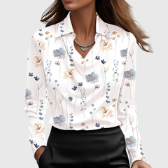 Elegant Satin Cowl-Neck Collared Blouse