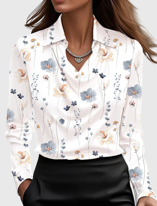 Elegant Satin Cowl-Neck Collared Blouse