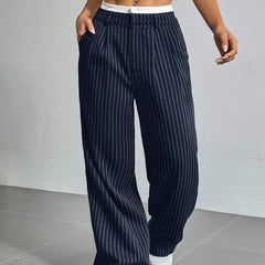 Laura | Elegant Striped High-Waist Pants