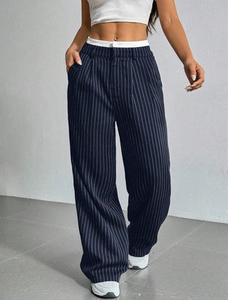 Laura | Elegant Striped High-Waist Pants