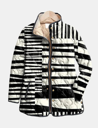 Black and White Abstract Quilted Jacket